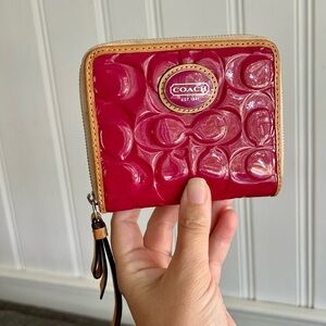 Coach Peyton Magenta Embossed Leather Wallet